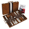 Get The Games Out Backgammon Set - Small Travel Board Game, Brown Wood Case with Strategy Guide & 15 Game Pieces