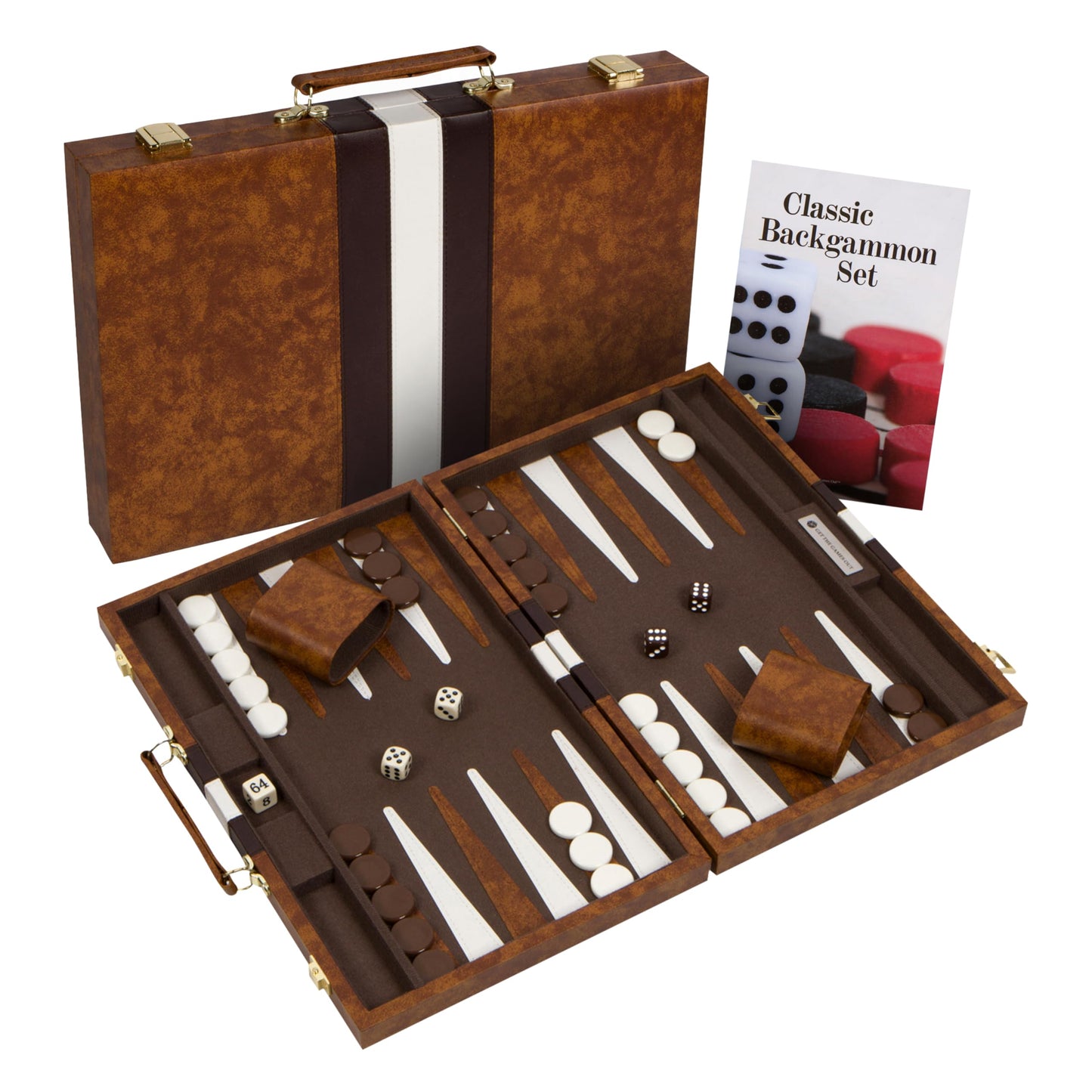 Get The Games Out Backgammon Set - Small Travel Board Game, Brown Wood Case with Strategy Guide & 15 Game Pieces