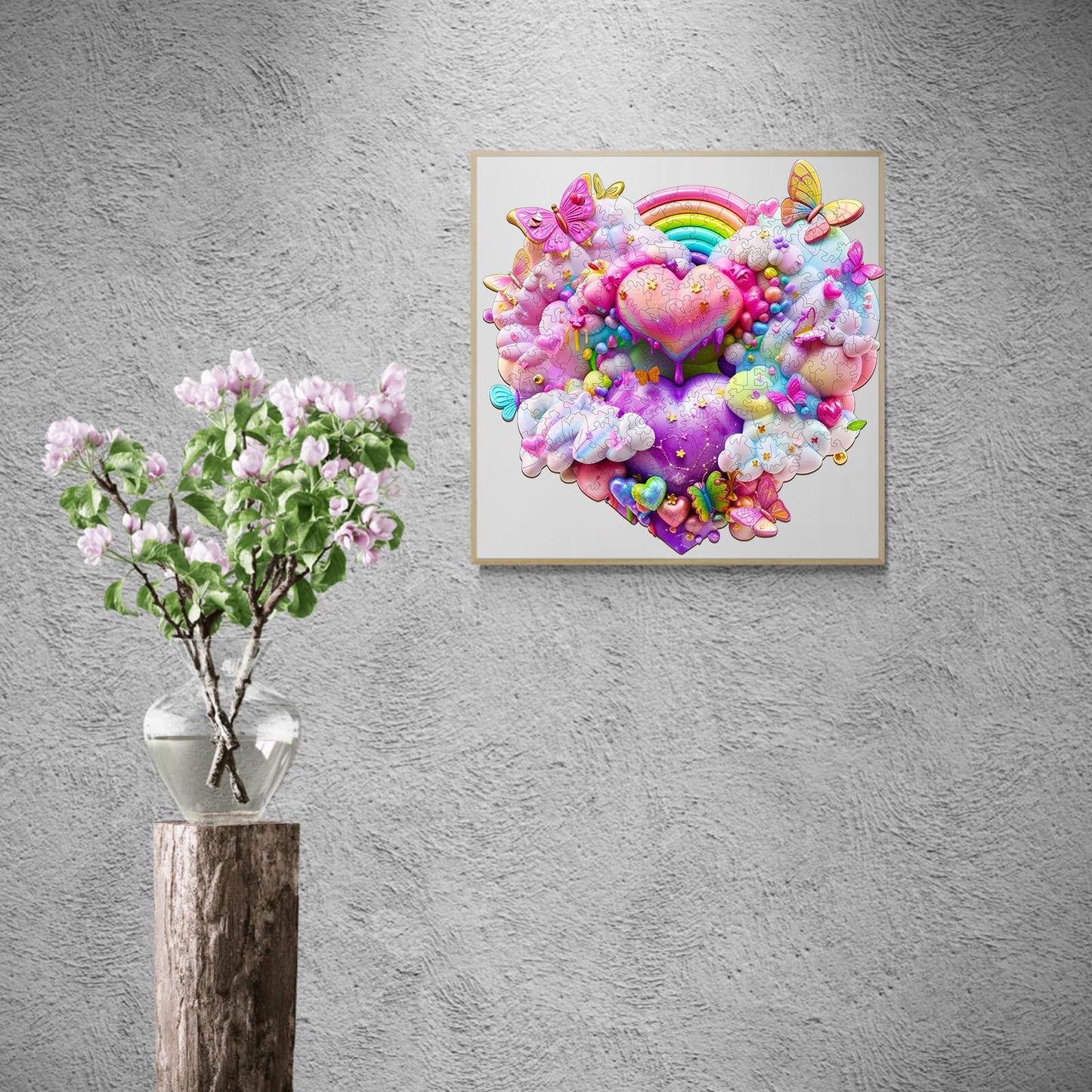 Valentines Day Gifts-Wooden Puzzles For Adults, Wooden Jigsaw Puzzles For Adults, Rainbow Cloud Unique Shaped Wood Puzzles Adult