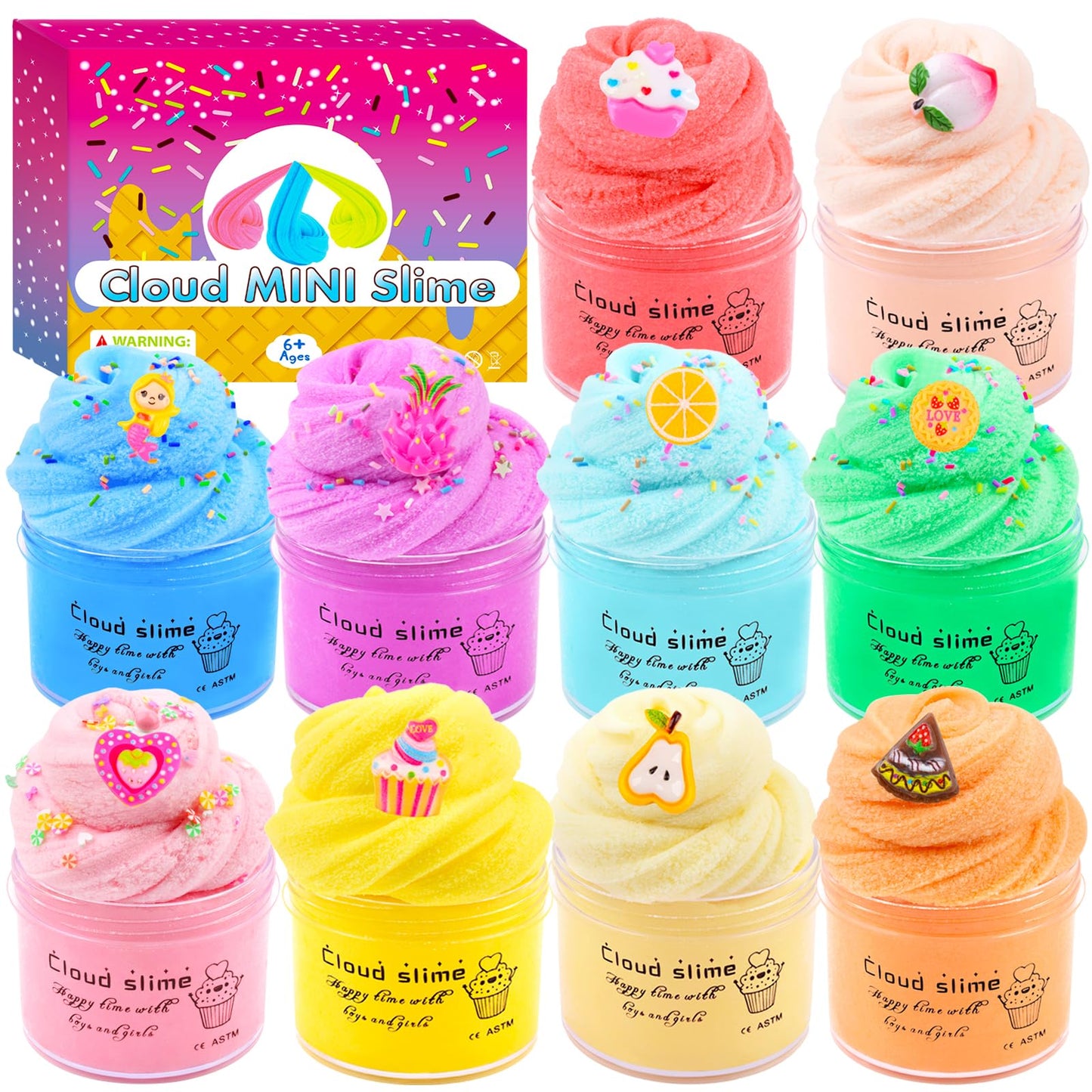 10 Pack Cloud Slime Kit, Diy Cloud Slime For Girls And Boys, Stress Relief Toy For Kids Party, Surprise Slime Making Kit, Kids Birthday Party Favors Gifts Ideas
