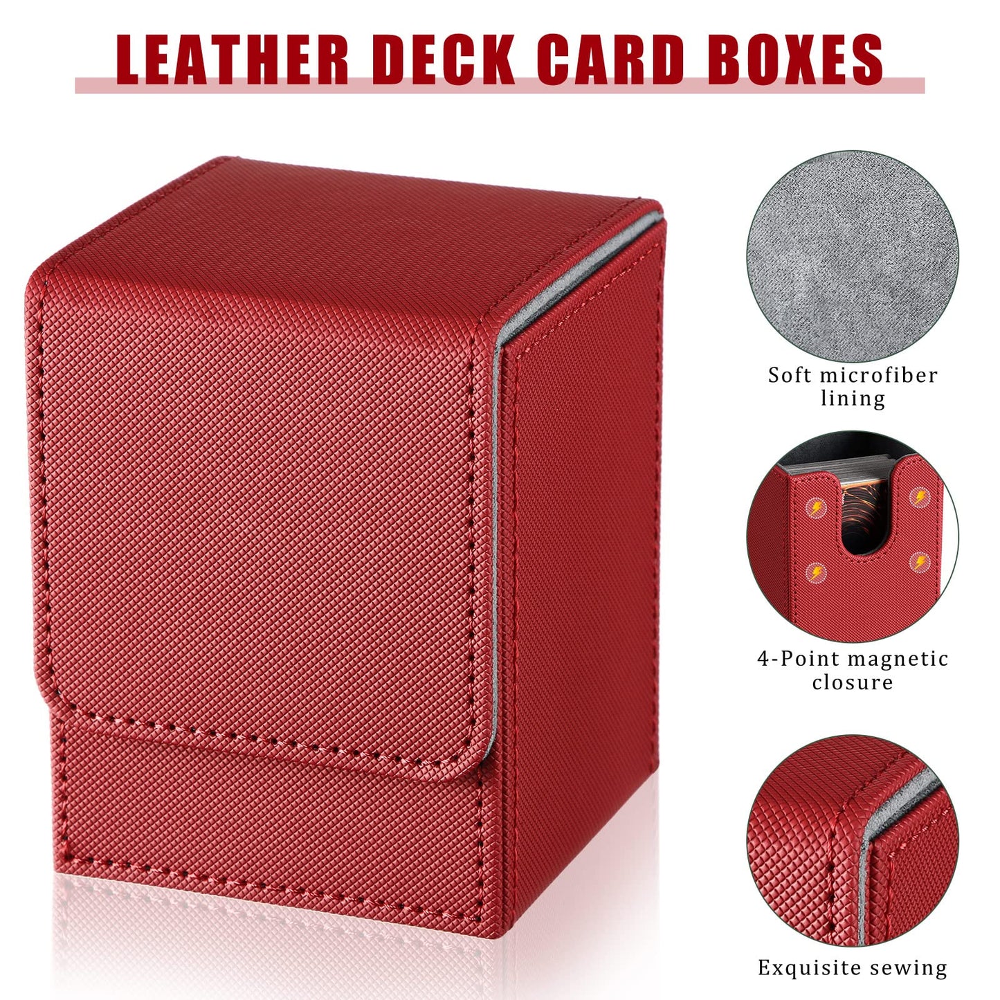 6 Pack Leather Deck Card Boxes 100+ Card Deck Game Box Magnetic Playing Card Deck Card Storage Box For 100 Plus Cards Compatible