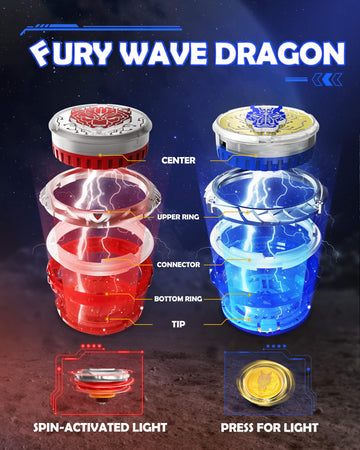 Infinity Nado Stadium - Battling Tops Burst Toy for Boys Grils Age 8-12 - Including Beystadium  2 Gaming Top Toys  2 decorative replica blade Launcher - Sapphire Blue and Flame Red