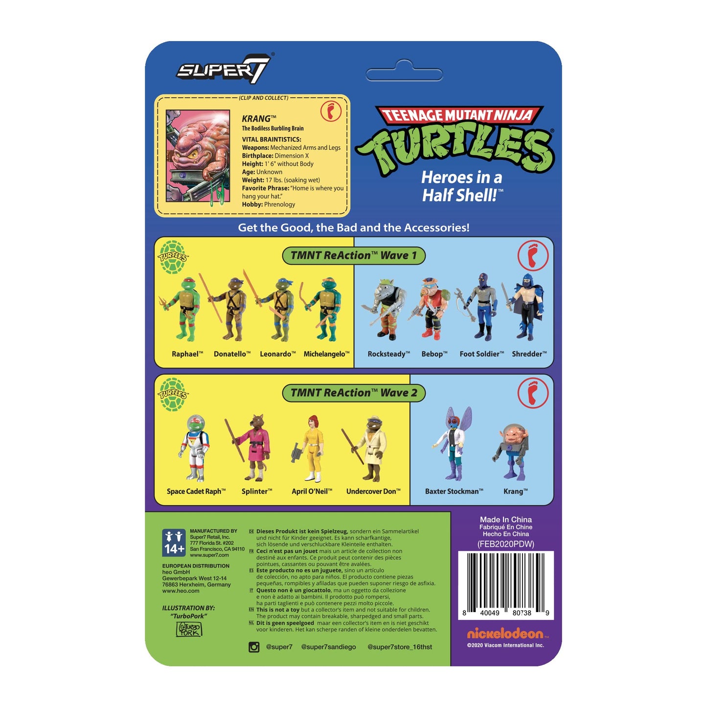 Super7 Teenage Mutant Ninja Turtles Krang 3.75 In Reaction Figure