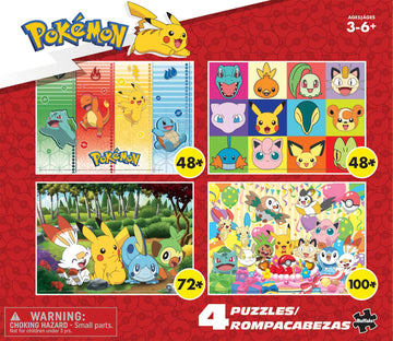 Buffalo Games Pokemon Kids 4x1 Multipack Jigsaw Puzzle - Large Multicolor - Challenging Fun for Game Nights - Model 9501