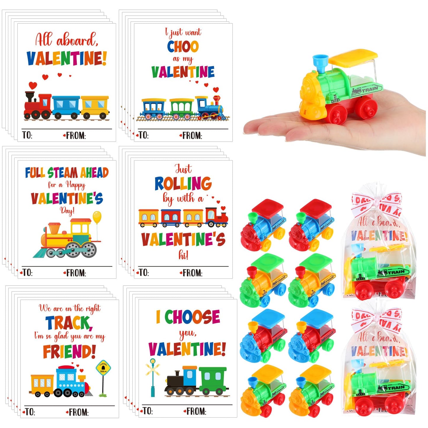 JellyArch 24 Sets Valentines Day Gifts for Kids Valentines Day Cards with Trucks, Goodie Bag Stuffers Gift Exchange School Class