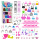 Nokutip 161 Pcs 11.5 Inch Girl Doll Closet Wardrobe With Clothes And Accessories Including Wardrobe Shoes Rack Clothes Dress Swi