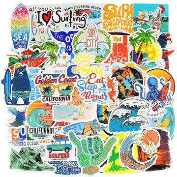 Surf Stickers For Teens Girls Boys Surfing Laptop Stickers For Water Bottles Surfboard Waterproof Vinyl Stickers Surfer Stickers