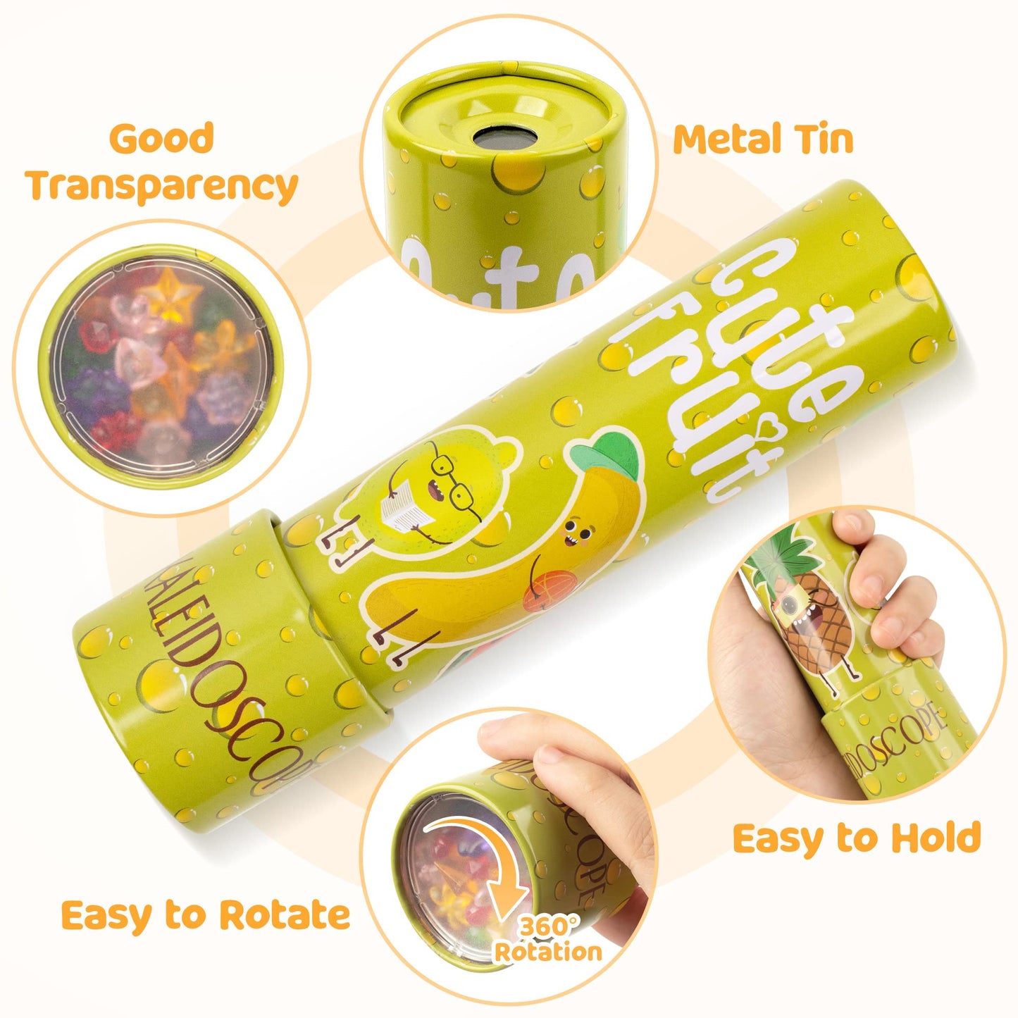 D-Fantix Classic Tin Kaleidoscope For Kids, 2 Pack Retro Toys - Educational Toys With Metal Body. Girl Birthday Party Favors Dec