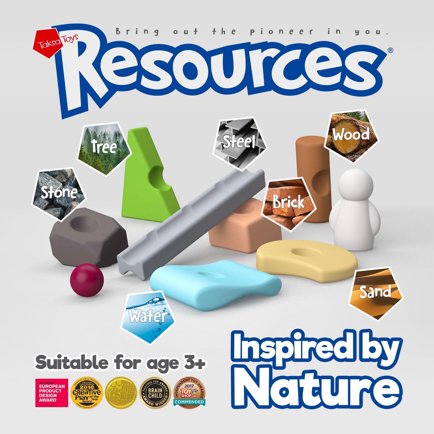 Taksa Toys Nature-Inspired Unique Reggio Emilia Learning Toys, Preschool Resources For Fine Motor Skills, Educational Building Blocks For Kids, Montessori Toys For 4 5 6 7+ Ages, Expert Pack 144 Pcs