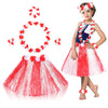 Fortuning'S Jds Hawaiian Hula Grass Skirt For Girls Elastic Flower Costume Kids Outfits For Luau Tropical Beach Party Decor