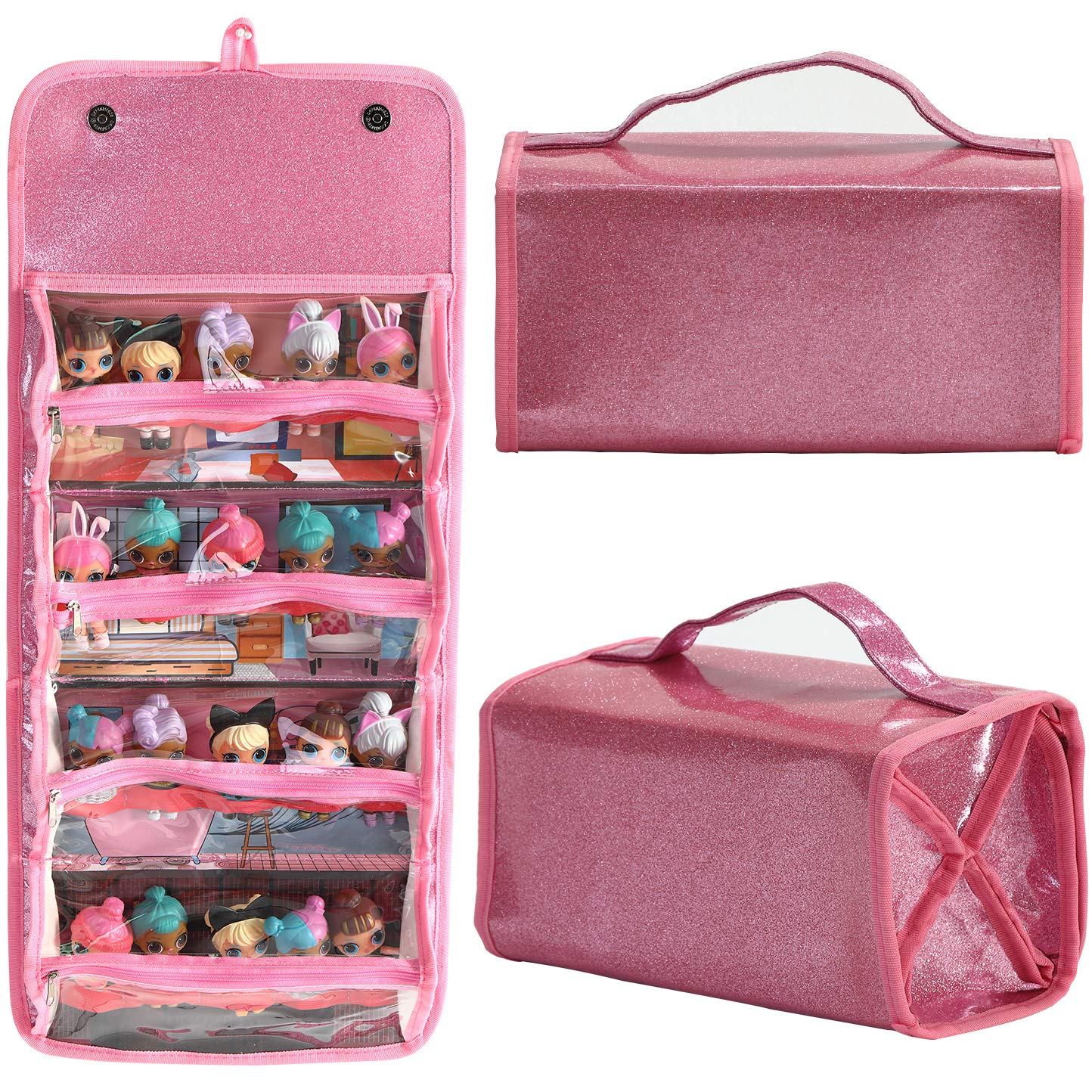 Leeche Storages & Display Case For Dolls Compatible With All Lol Surprise Dolls,Easy Carrying Storage Organizer Clear View Case(