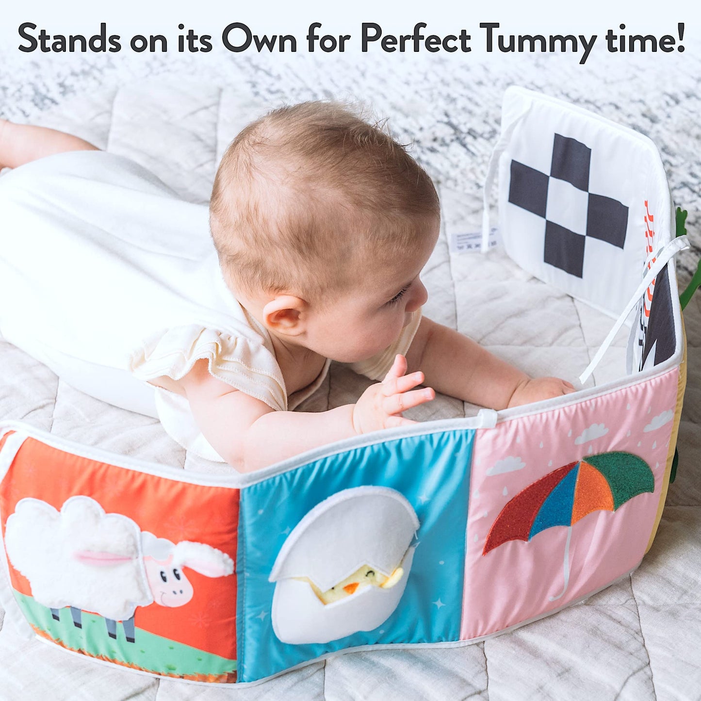 Spiggly Infant Toys 0-6 Months - Baby Mirror Tummy Time Toys - Sensory Books For Babies - Touch And Feel Crinkle Books For Babie