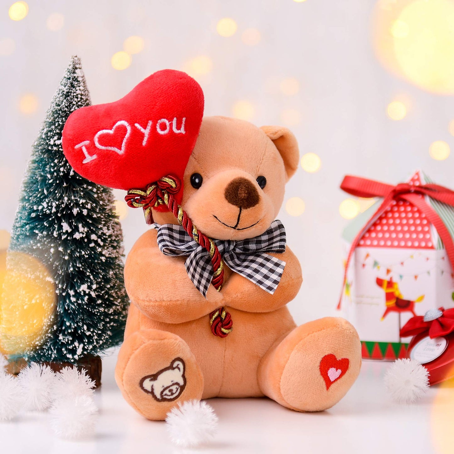 Gloveleya For Mom Plush Teddy Bear Holding Balloon Heart I Love You Lover'S Gifts Brown 7'