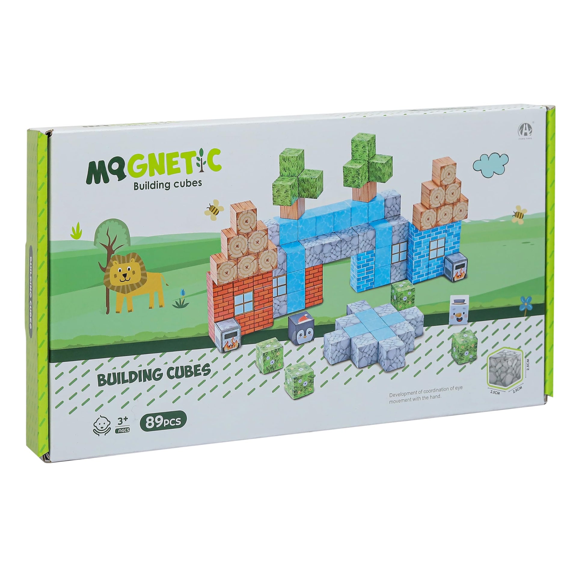 Knick Knack Magnetic World Building Blocks Set | Mini Themed Magnetic Cubes For Kids Ages 3 And Up (89 Pieces)