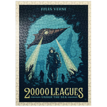 MyPuzzle 20,000 Leagues Under The Sea: Jules Verne, Vintage Poster - Premium 500 Piece Jigsaw Puzzle for Adults