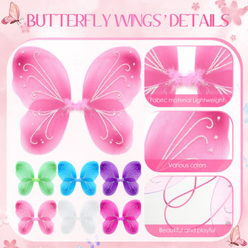 Junkin 24 Pcs Fairy Wings For Girls Butterfly Angel Wings Costume Bulk 14 X 16 Inch Vintage Princess Wings Kids' Dress Up Access