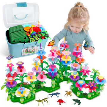 Leetous Birthday Toys Gifts For 2 3 4 5 6 Years Old Toddlers Girls Boys (156Pcs),Insect Flower Garden Building-Educational Prete