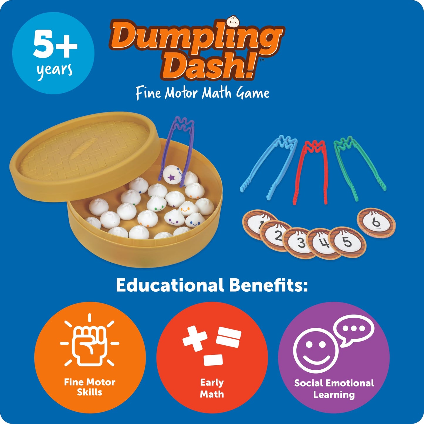 Learning Resources Dumpling Dash Fine Motor Math Game, Math Manipulatives, Montessori Toys, Board Game, Play Food, Homeschool, F