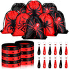 Lothee 32 Pieces Spider Web Birthday Party Decoration Set Spider Web Drawstring Bags Funny Travel Sack Backpack Rubber Bracelets