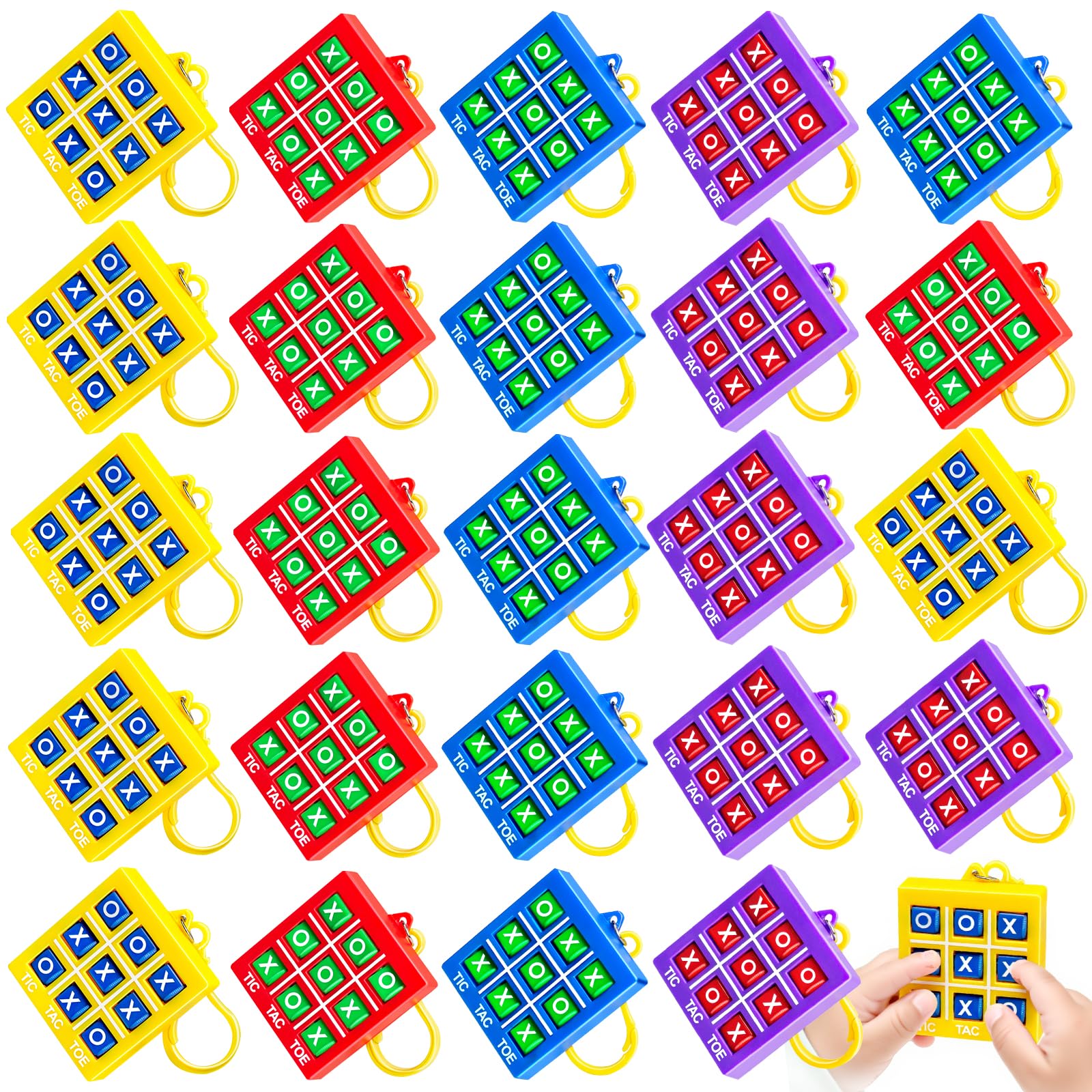 Party Favors for Kids 4-8 8-12, 24Pcs Tic Tac Toe Game Keychain Bulk Toys for Back to School Birthday Return Gifts, Classroom Tr