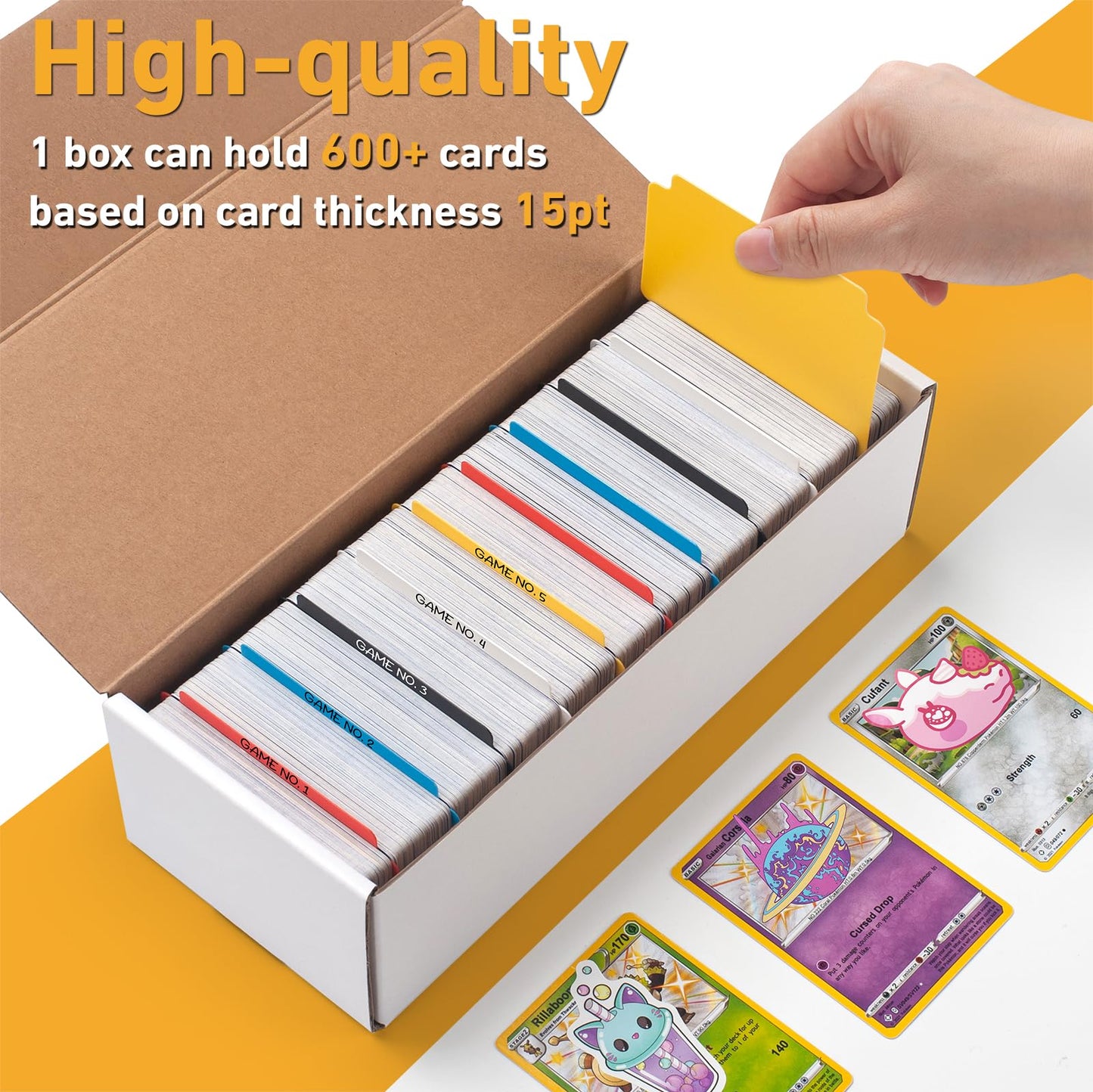 Sunezlgo 12 Pack Trading Card Storage Box,Cardboard Sports Game Card Storage Collector Boxes With 20 Pcs Dividers,Card Organizer