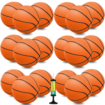 18 Pcs 5'' Mini Basketball Set With Pump, Pvc Small Basketball For Over The Door Hoop Games, Party Favors, Indoor Outdoor Play,