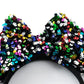 KARETT Mouse Ears Bow Headbands, Sparkle Mouse Ears Headband Glitter Hair Band for Party Princess Decoration Cosplay Costume