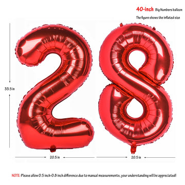 40 In Red Number Balloons Helium Foil Mylar Balloon Birthday Party Banquet Decoration Digital 28