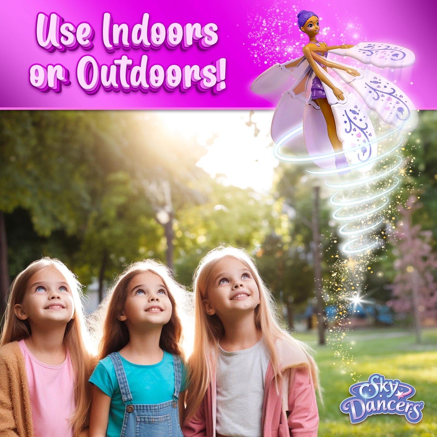 Sky Dancers Purple Licious- The Original Flying Doll Toy - Pull String Powered, Use Indoors Or Outdoors, No Batteries Required,