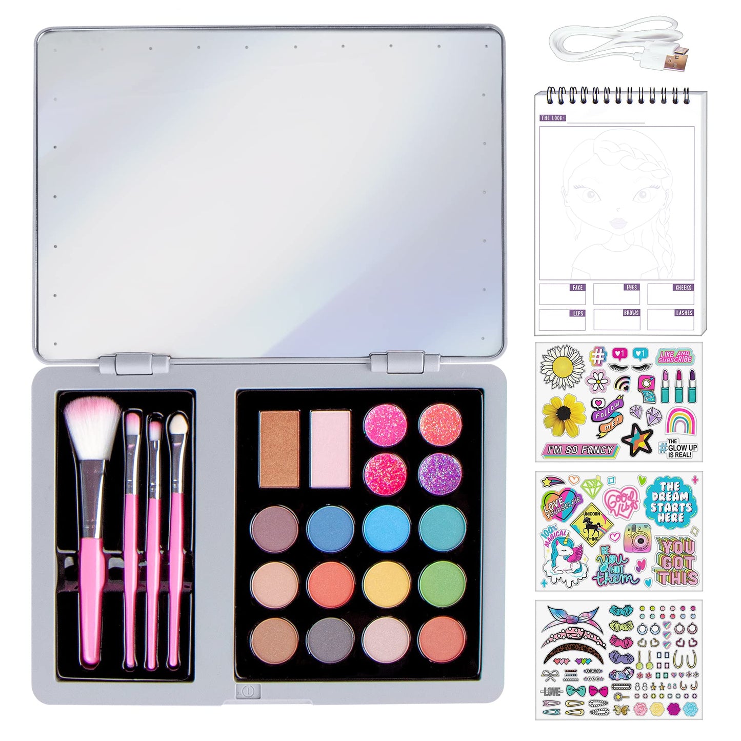 Fashion Angels Laptop Beauty Pallete - Make-Up Artist Superset - Led Laptop Makeup Pallete For Girls With Spiral Bound Sketch Pa