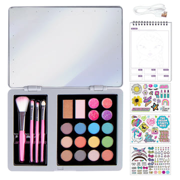 Fashion Angels Laptop Beauty Pallete - Make-Up Artist Superset - Led Laptop Makeup Pallete For Girls With Spiral Bound Sketch Pa