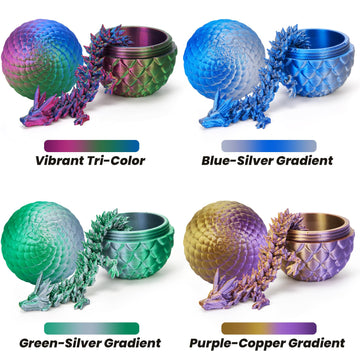 Tboline 4Pcs 3D Printed Dragon Egg, Mystery Easter Egg Articulated Crystal Animals Fidget Toy For Boy Kid, 3D Print Small Dinosa