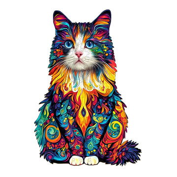 Wooden Puzzles For Adults, Wooden Jigsaw Puzzles For Adults Kids, Colorful Ragdoll Cat-2 Unique Shaped Wood Puzzles Adult, Creat