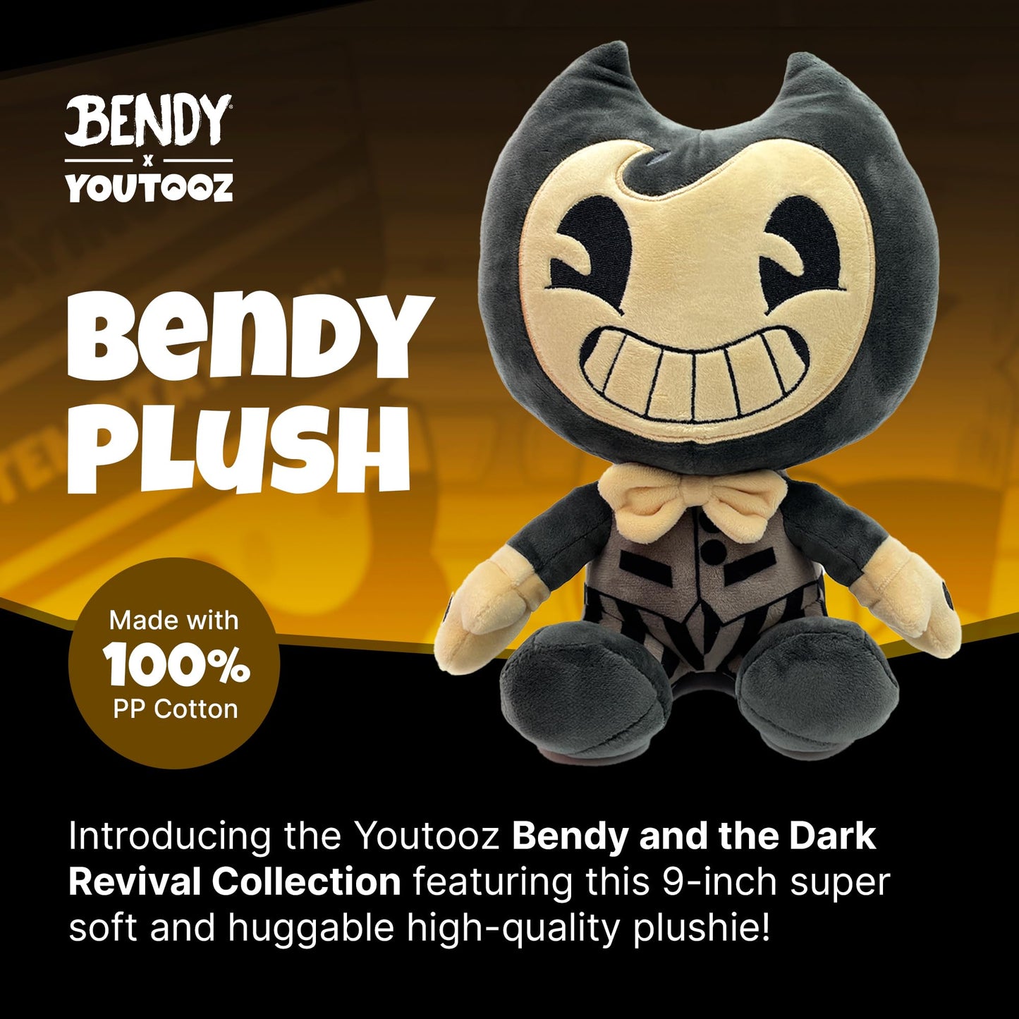 Youtooz Bendy Plush 9'' Inch, Official Stuffed Bendy Plushie From Bendy And The Dark Revival By Youtooz Bendy And The Dark Reviv