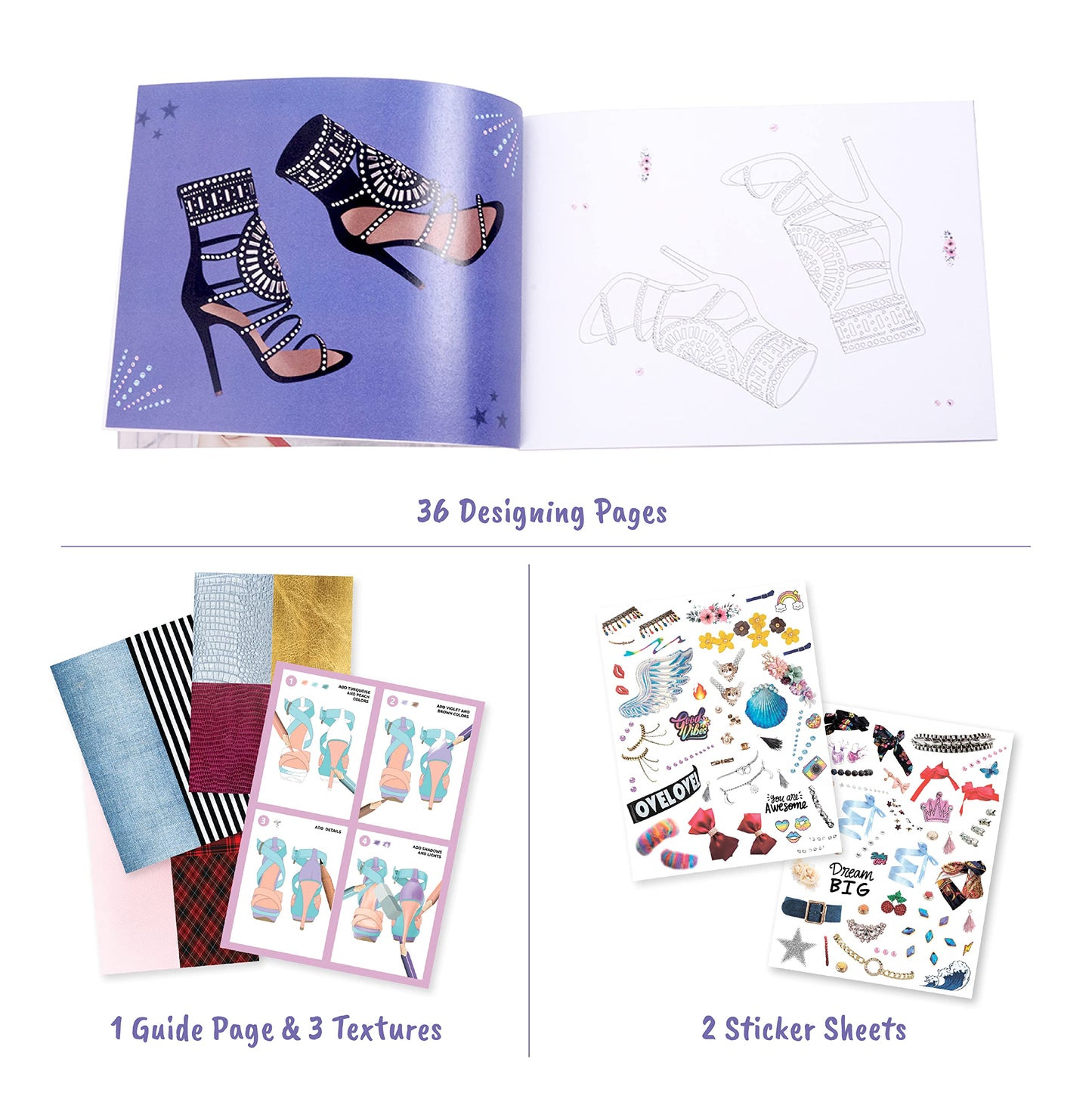 Bscool- Drawing, Coloring & Activity Book. Footwear Design Studio With Stickers And Guides. Fashion Design Sketchbook And Sticke