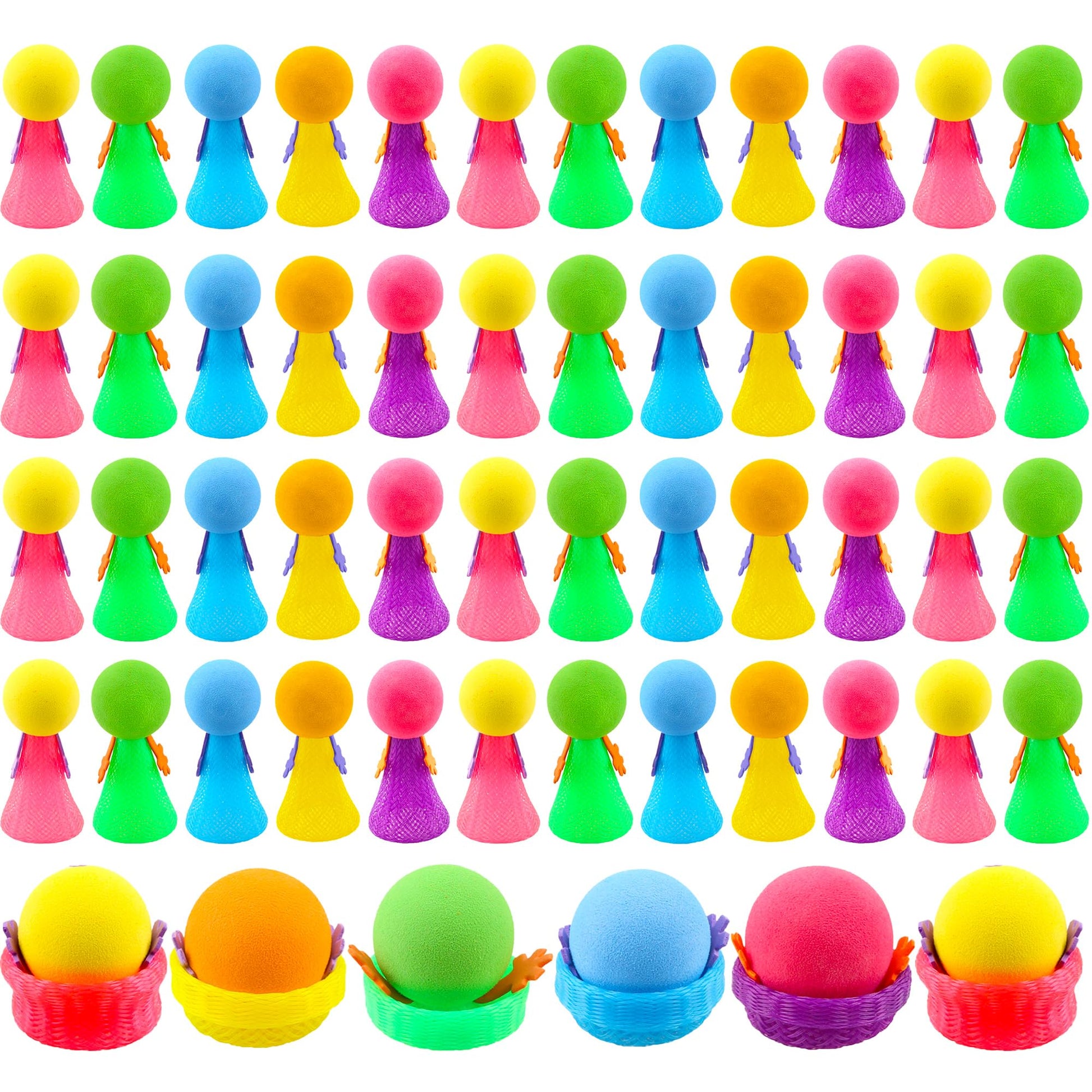 Cagemoga 54 Pieces Jumping Spring Toys Colorful Cute Popper Spring Launcher Toys Pop Up Bouncy Spring Toys for Kids Classroom Re