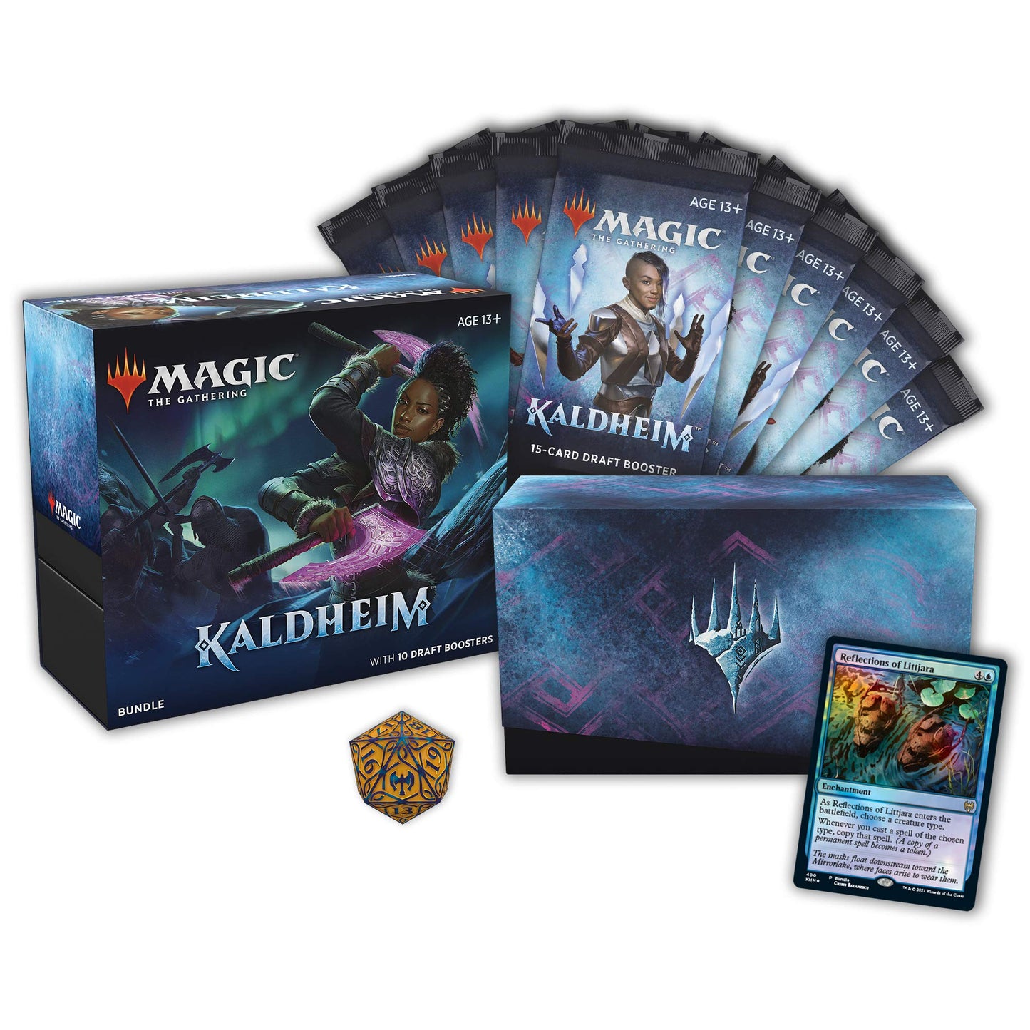 Magic: The Gathering Kaldheim Bundle | 10 Draft Boosters (150 Magic Cards) + Accessories