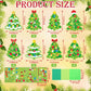 DoubleFill 48 Sets Christmas Tree Suncatchers Craft Kit Xmas Ornaments Stained Glass Christmas Window Crafts Kit for Classroom H