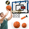 Hyes 24'' X 16'' Large Basketball Hoop Indoor For Adults, Over The Door Basketball Hoop With Electronic Scoreboard/Led Rim, Big
