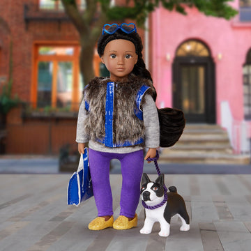 Lori Dolls – Mini Doll & Toy Dog – 6-Inch Doll & Boston Terrier Pup – Play Set With Outfit, Animal & Accessories – Ilyssa & Indigo – Playset For Kids – 3 Years +