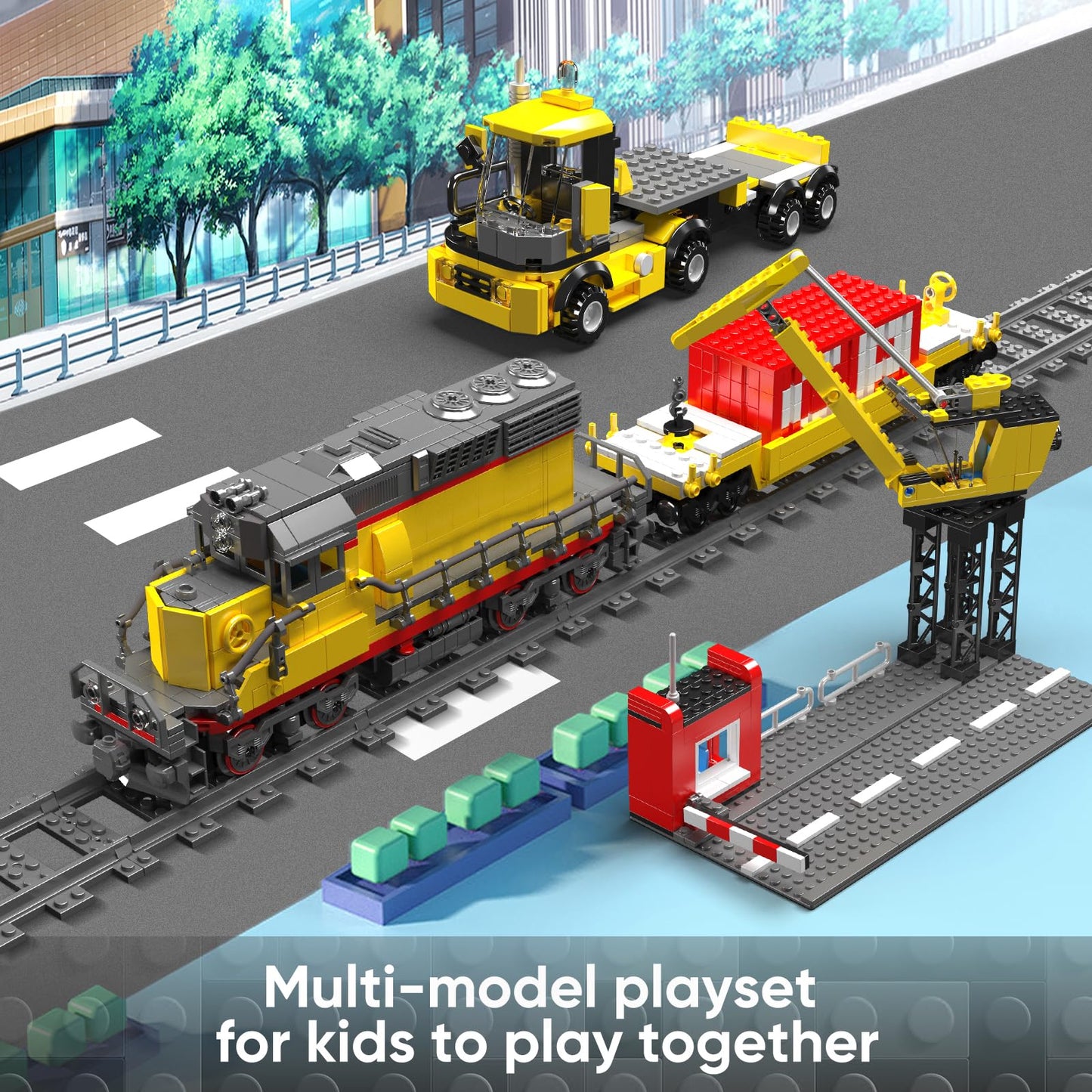 Mould King 12027 Train Building Block Kit  EMD SD40-2 Diesel Locomotive Rail Train with Motor  Remote Controlled Train Set for Kids/mature-themed Collections Enthusiasts(1170 Pieces)