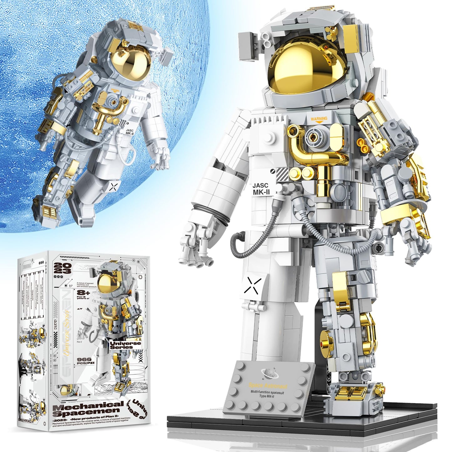 FarBlocked Astronaut Building Block Set - 966Pcs Flexible Space Explorer Toy for Ages 12+, Made of Acrylonitrile Butadiene Styrene