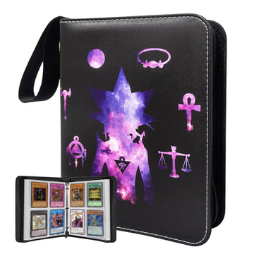 4-Pocket Trading Card Binder for Cards Fits 50 Sleeves up to 400 Cards Waterproof 3 Ring TCG Card Album with Removable Sleeves