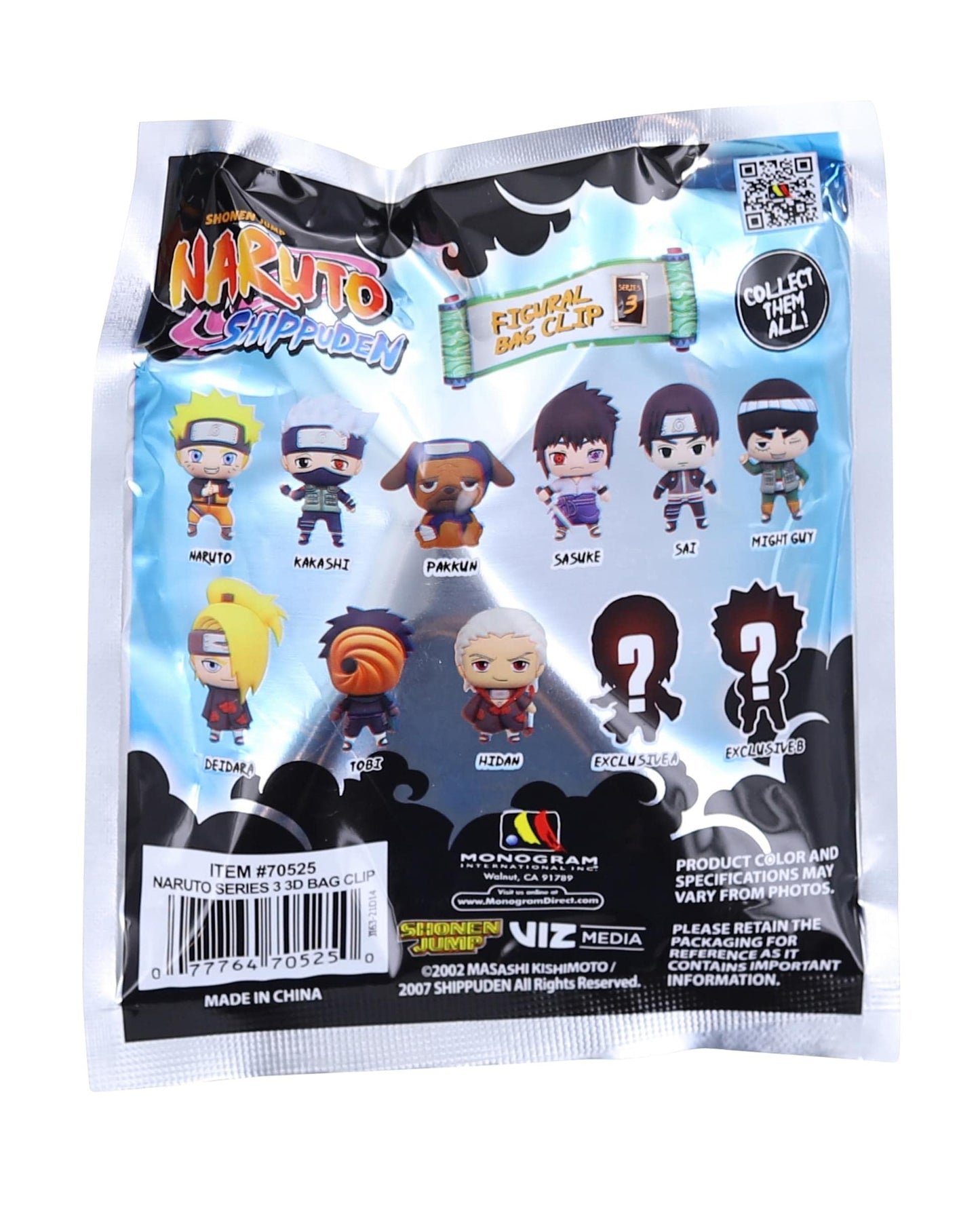 Viz Media Naruto Shippuden Series 3-3D Foam Bag Clip In Blind Bag, Multi Color