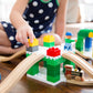 Block Platform Combo Pack, 1 Straight 1 Cross Track, Connect Wooden Train Tracks And Blocks/Bricks, Universal Compatible Connect