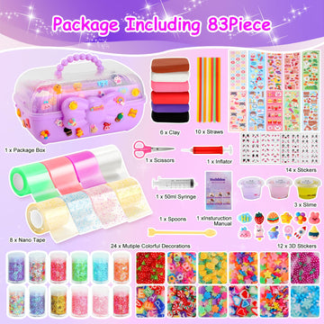 Lokuc Nano Tape Bubble Kit For Kids, 8 Rolls Nano Tape Squishy Maker Kit With Box, Nano Bubble Tape Kit With Syringe Instruction