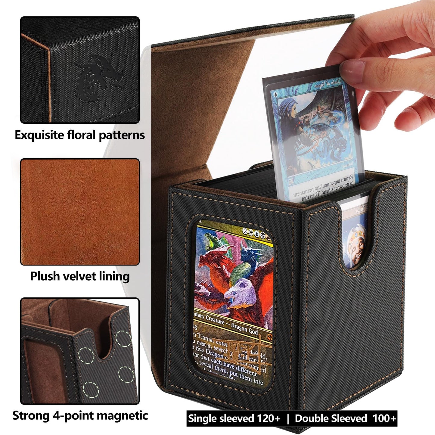 Artboutiq Mtg Deck Box For Commander Display,Card Deck Box Fits 100 Double Sleeved Cards, Magic Commander Tcg Card Storage Box W