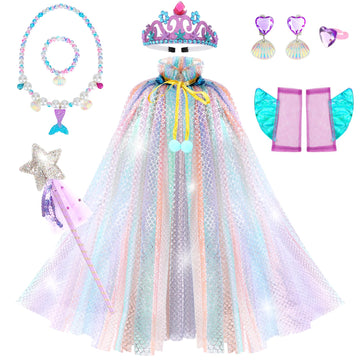 Fedio Princess Cape,Dress Up Clothes For Little Girls,Princess Costume Dress For Girl 3-8 Years Old Birthday Christmas Gift