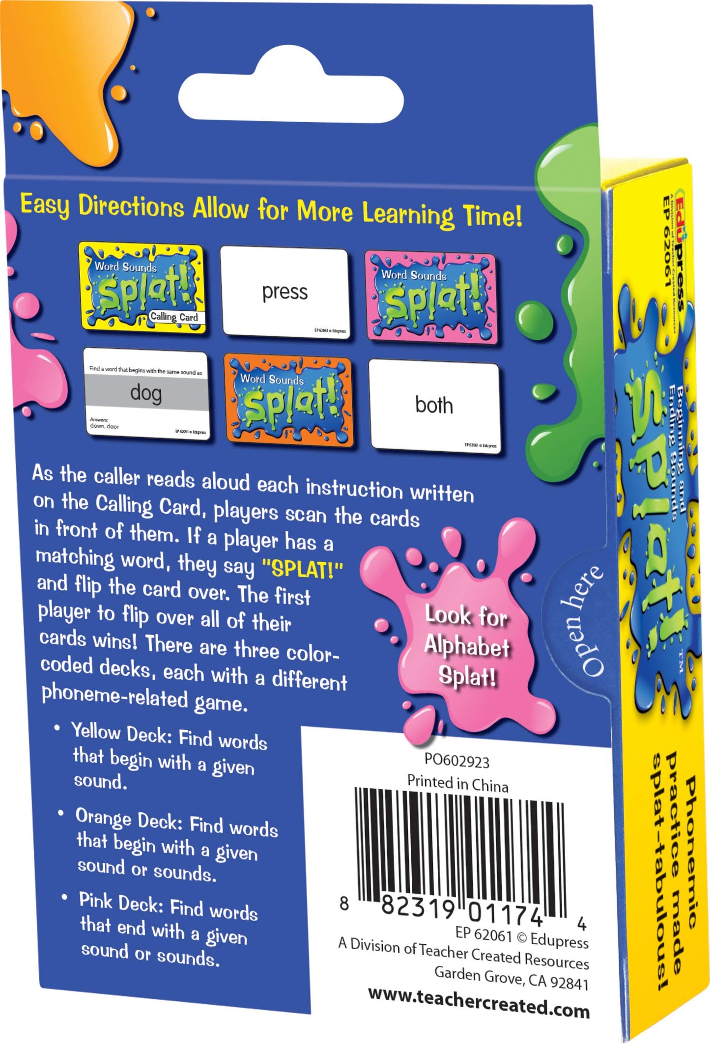 Beginning And Ending Sounds Splat Game Grades K-2 (Ep62061)