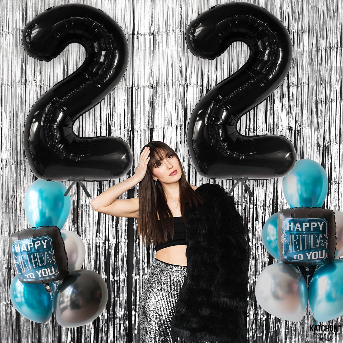 Katchon, 22 Balloon Number Black - 40 Inch, 22 Number Balloons | Black 22 Balloons For 22 Birthday Decorations For Men | Number 22 Balloons | 22 Black Balloons For 22 Birthday Decorations For Women